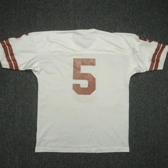 VINTAGE Texas Longhorns Jersey Mens 48 White‎ Champion USA Mesh #5